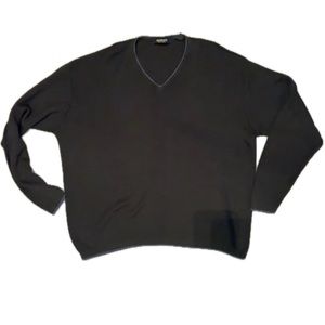 Bachrach made in Italy v neck 60%‎ wool sweater brown large